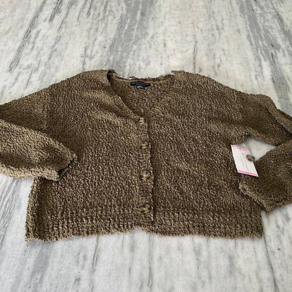 Social Standard by Sanctuary Olive Boucle Cardigan Sweater Woman's Small - Picture 4 of 10